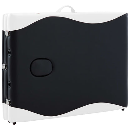 Lettino Massaggio Pieghevole a 3 Sezioni Legno Nero e Bianco - homemem39