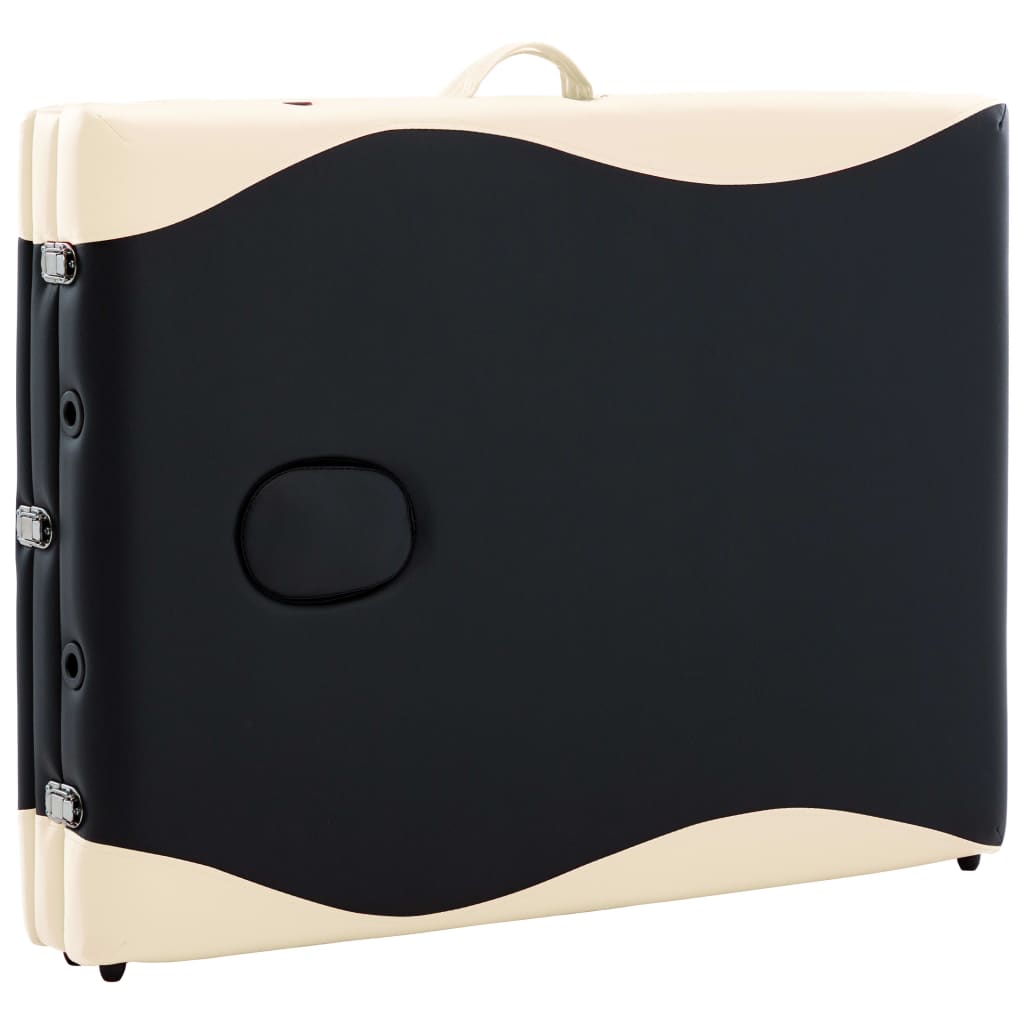 Lettino Massaggio Pieghevole a 3 Sezioni Legno Nero e Beige | homemem39