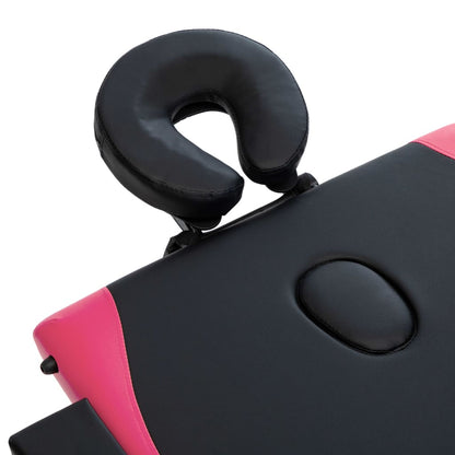 Lettino Massaggio Pieghevole a 3 Sezioni Legno Nero e Rosa | homemem39
