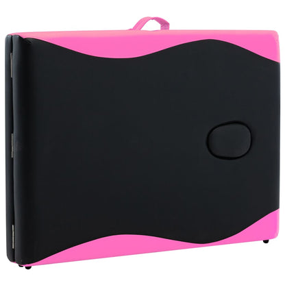 Lettino Massaggio Pieghevole 2 Zone in Alluminio Nero e Rosa | homemem39