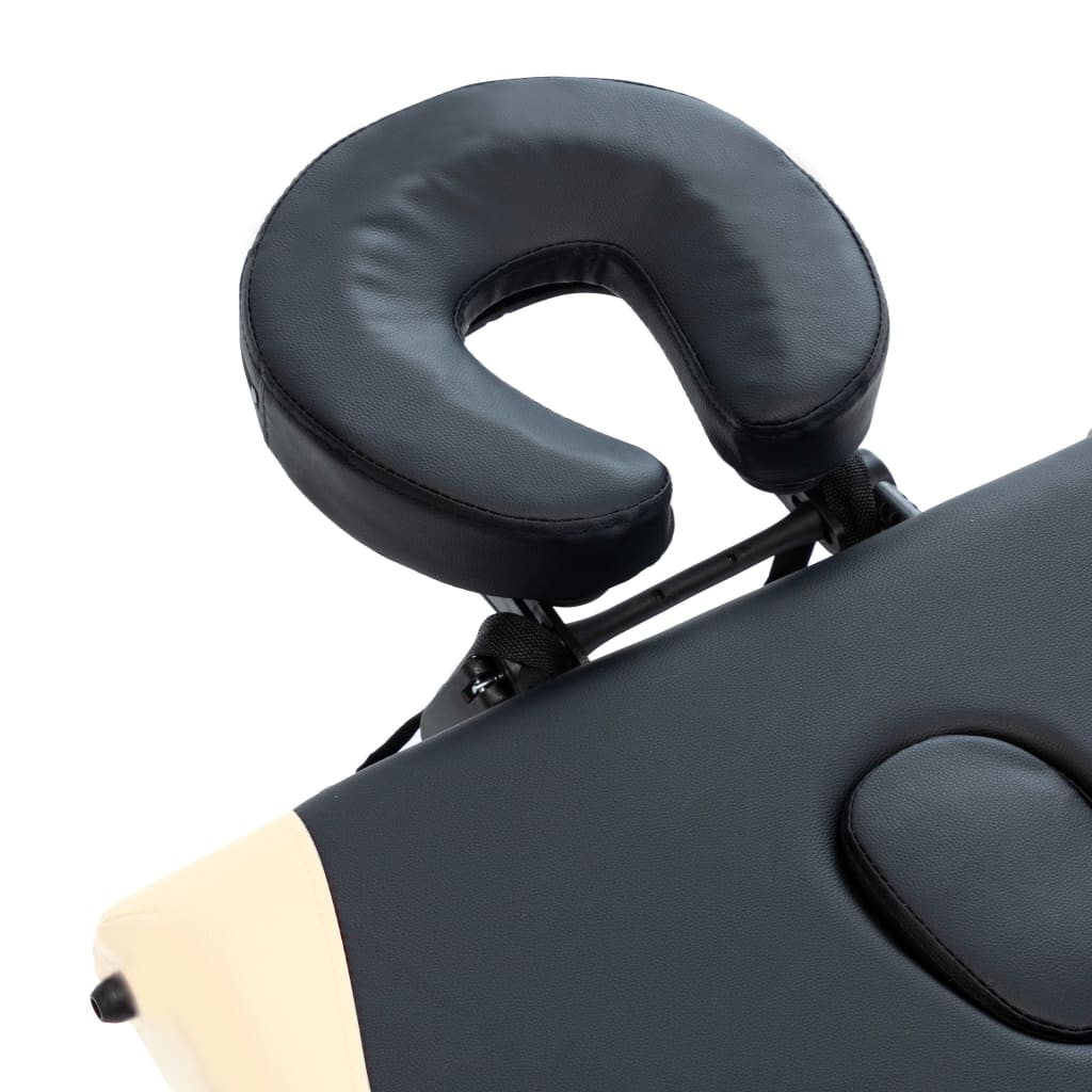 Lettino Massaggio Pieghevole 3 Zone in Alluminio Nero e Beige | homemem39