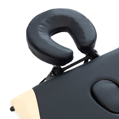 Lettino Massaggio Pieghevole 3 Zone in Alluminio Nero e Beige | homemem39