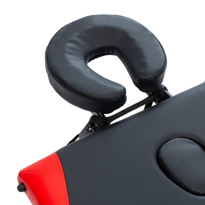 Lettino Massaggio Pieghevole 3 Zone in Alluminio Nero e Rosso | homemem39
