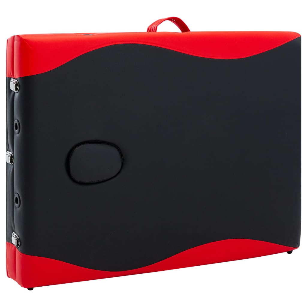 Lettino Massaggio Pieghevole 3 Zone in Alluminio Nero e Rosso | homemem39