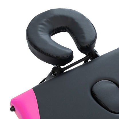 Lettino Massaggio Pieghevole 4 Zone in Alluminio Nero e Rosa | homemem39