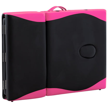 Lettino Massaggio Pieghevole 4 Zone in Alluminio Nero e Rosa | homemem39