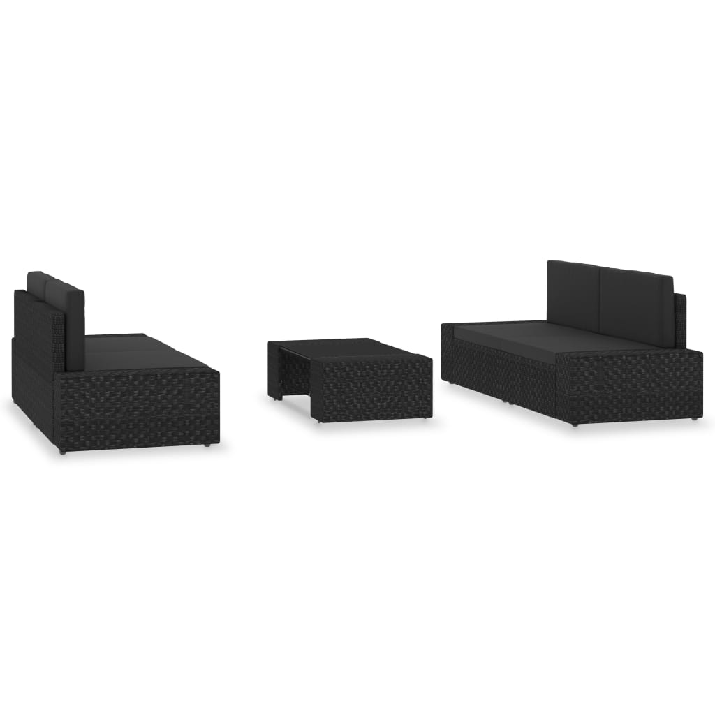 Set Divani da Giardino 5 pz in Polyrattan Nero | homemem39