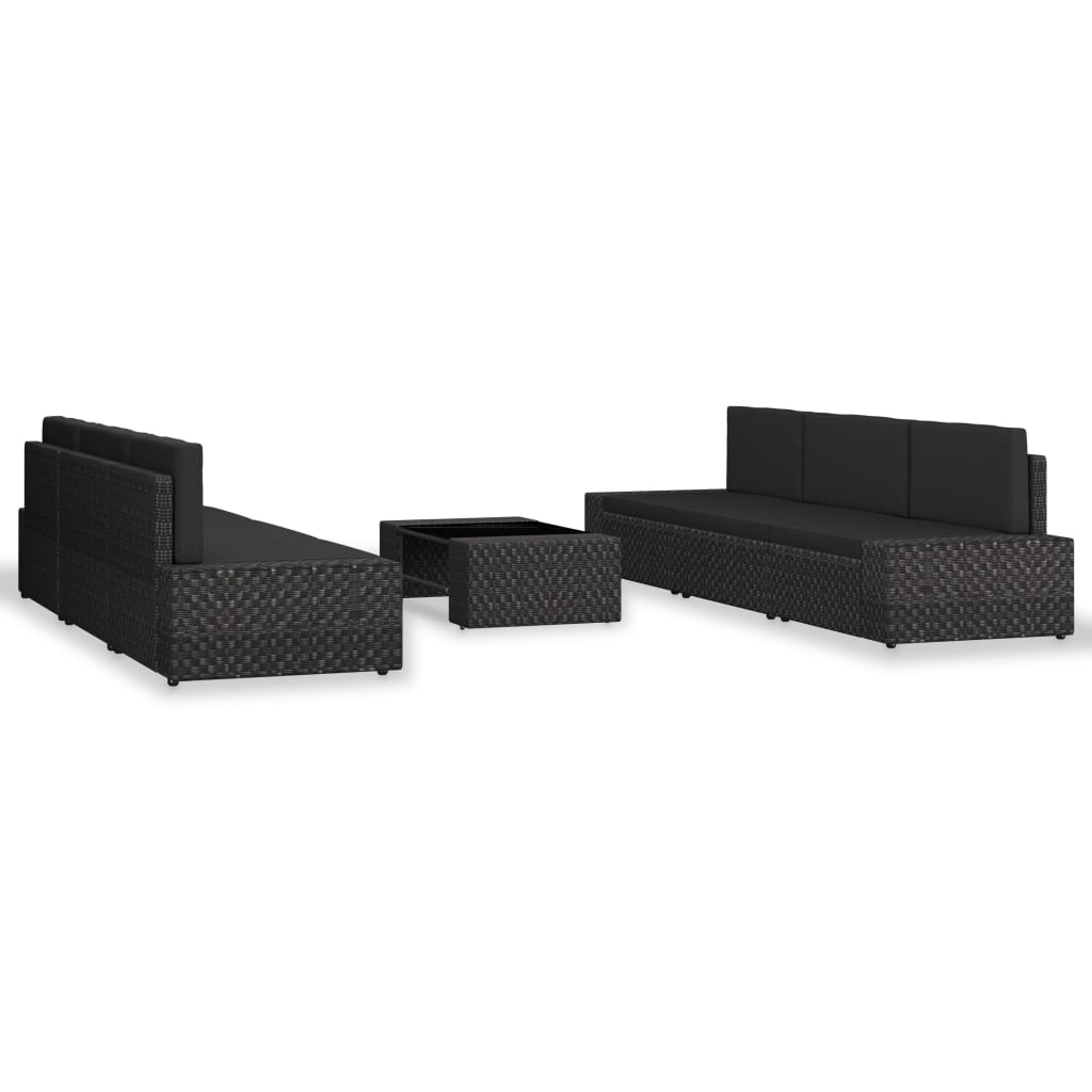 Set Divani da Giardino 7 pz in Polyrattan Nero - homemem39