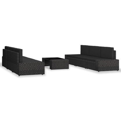 Set Divani da Giardino 7 pz in Polyrattan Nero - homemem39
