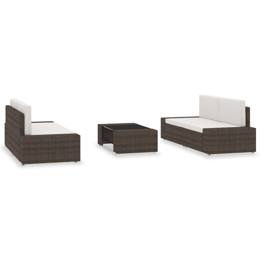 Set Divani da Giardino 5 pz in Polyrattan Marrone - homemem39