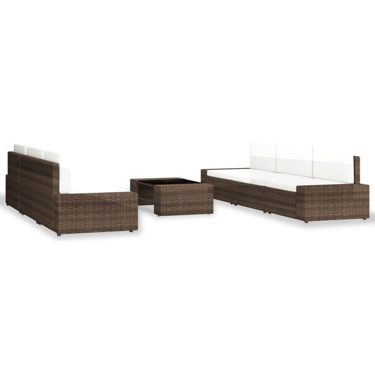 Set Divani da Giardino 7 pz in Polyrattan Marrone - homemem39