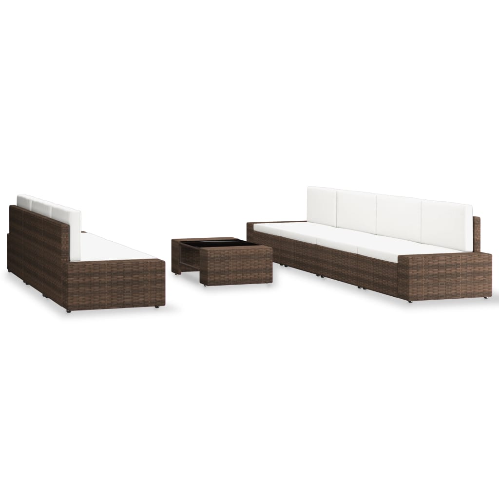 Set Divani da Giardino 8 pz in Polyrattan Marrone - homemem39