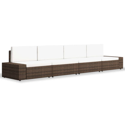 Set Divani da Giardino 4 pz in Polyrattan Marrone - homemem39