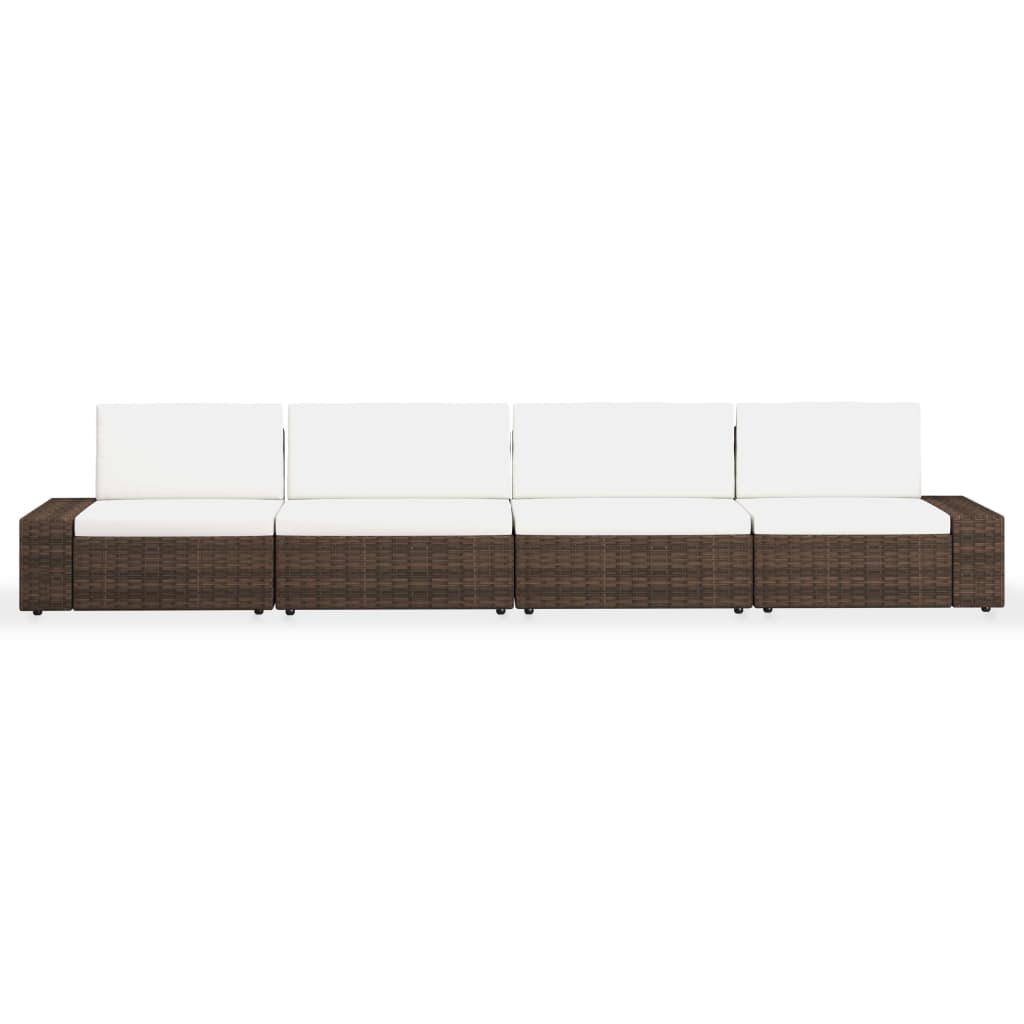 Set Divani da Giardino 4 pz in Polyrattan Marrone - homemem39
