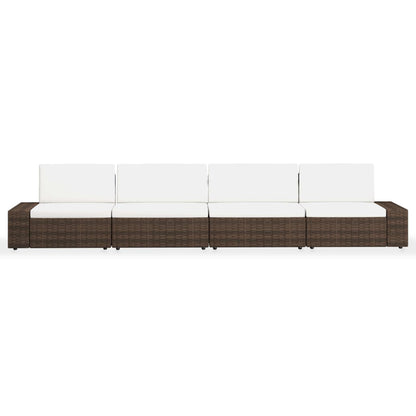 Set Divani da Giardino 4 pz in Polyrattan Marrone - homemem39