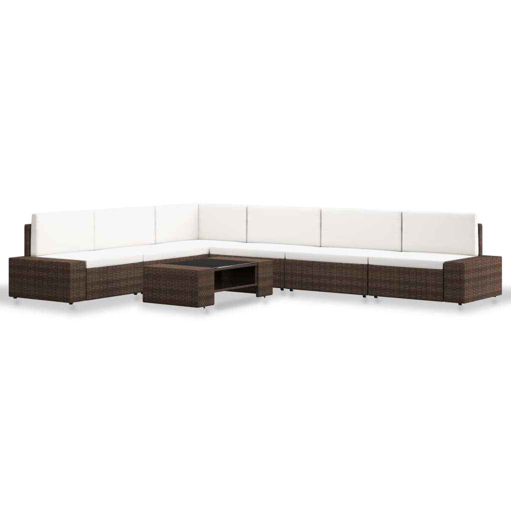 Set Divani da Giardino 7 pz in Polyrattan Marrone - homemem39