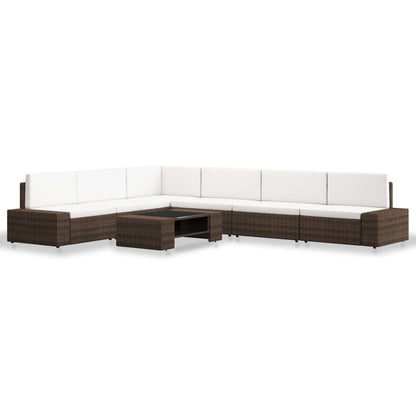 Set Divani da Giardino 7 pz in Polyrattan Marrone - homemem39