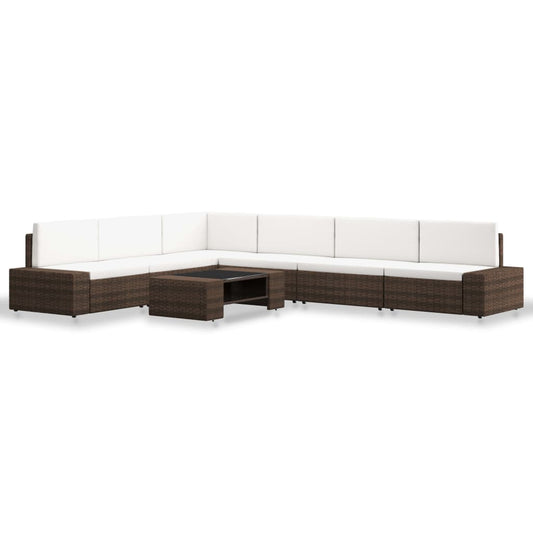Set Divani da Giardino 7 pz in Polyrattan Marrone - homemem39