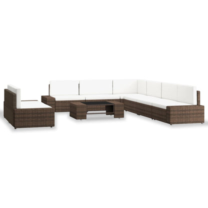 Set Divani da Giardino 9 pz in Polyrattan Marrone - homemem39