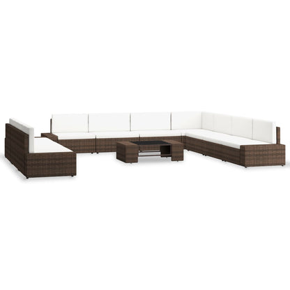 Set Divani da Giardino 10 pz in Polyrattan Marrone - homemem39