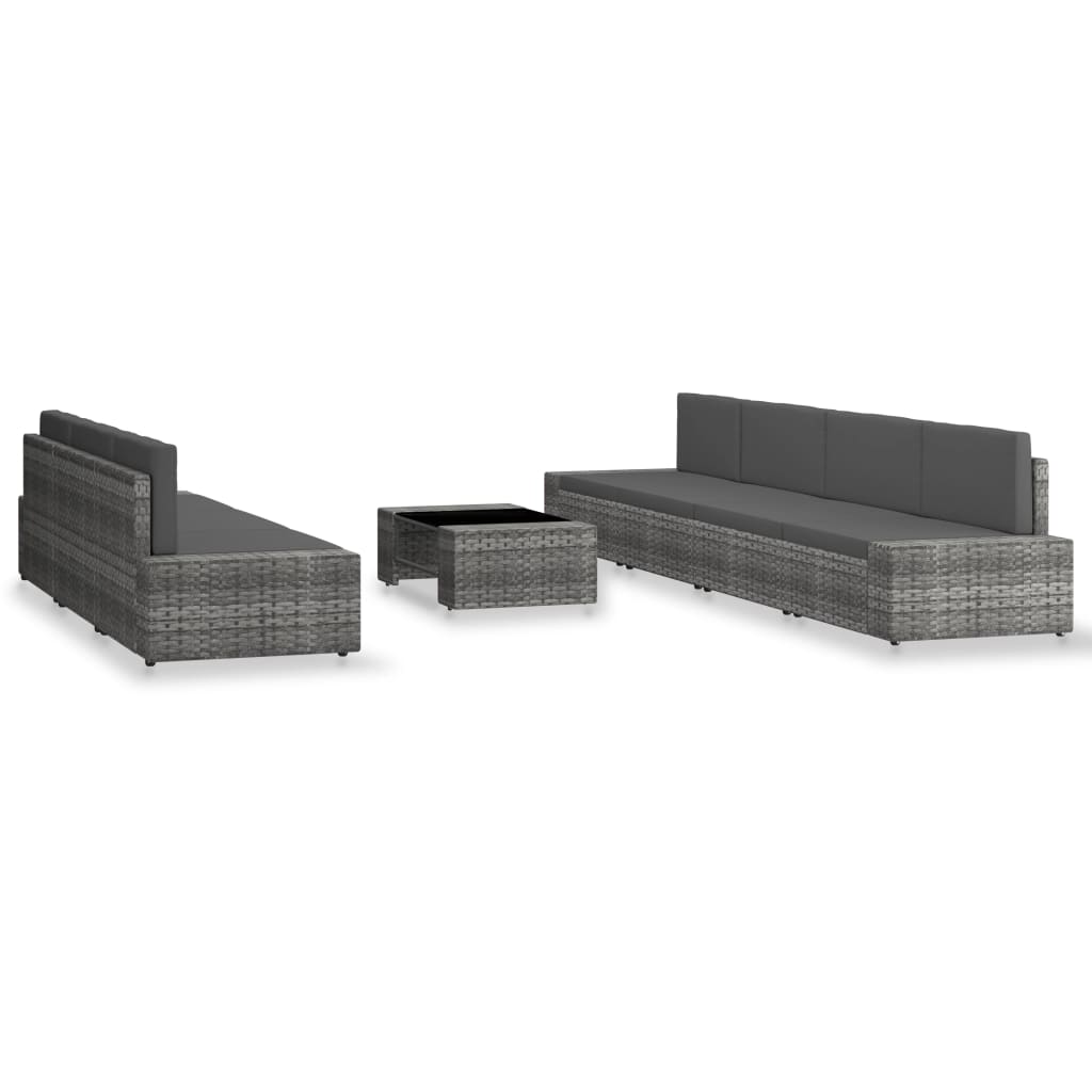 Set Divani da Giardino 8 pz in Polyrattan Grigio - homemem39