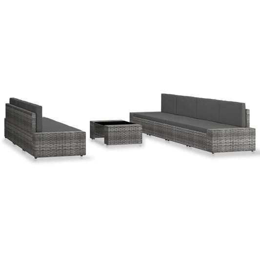 Set Divani da Giardino 8 pz in Polyrattan Grigio - homemem39