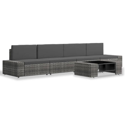 Set Divani da Giardino 5 pz in Polyrattan Grigio - homemem39