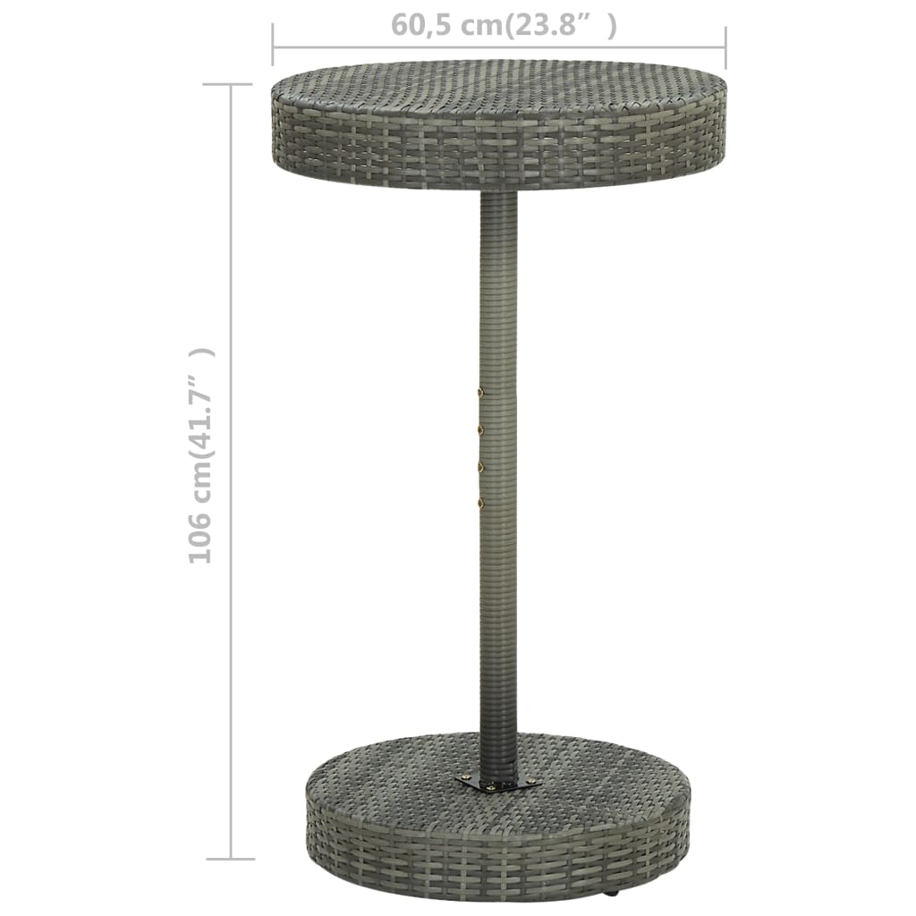 Tavolo da Giardino Grigio 60,5x106 cm in Polyrattan | homemem39