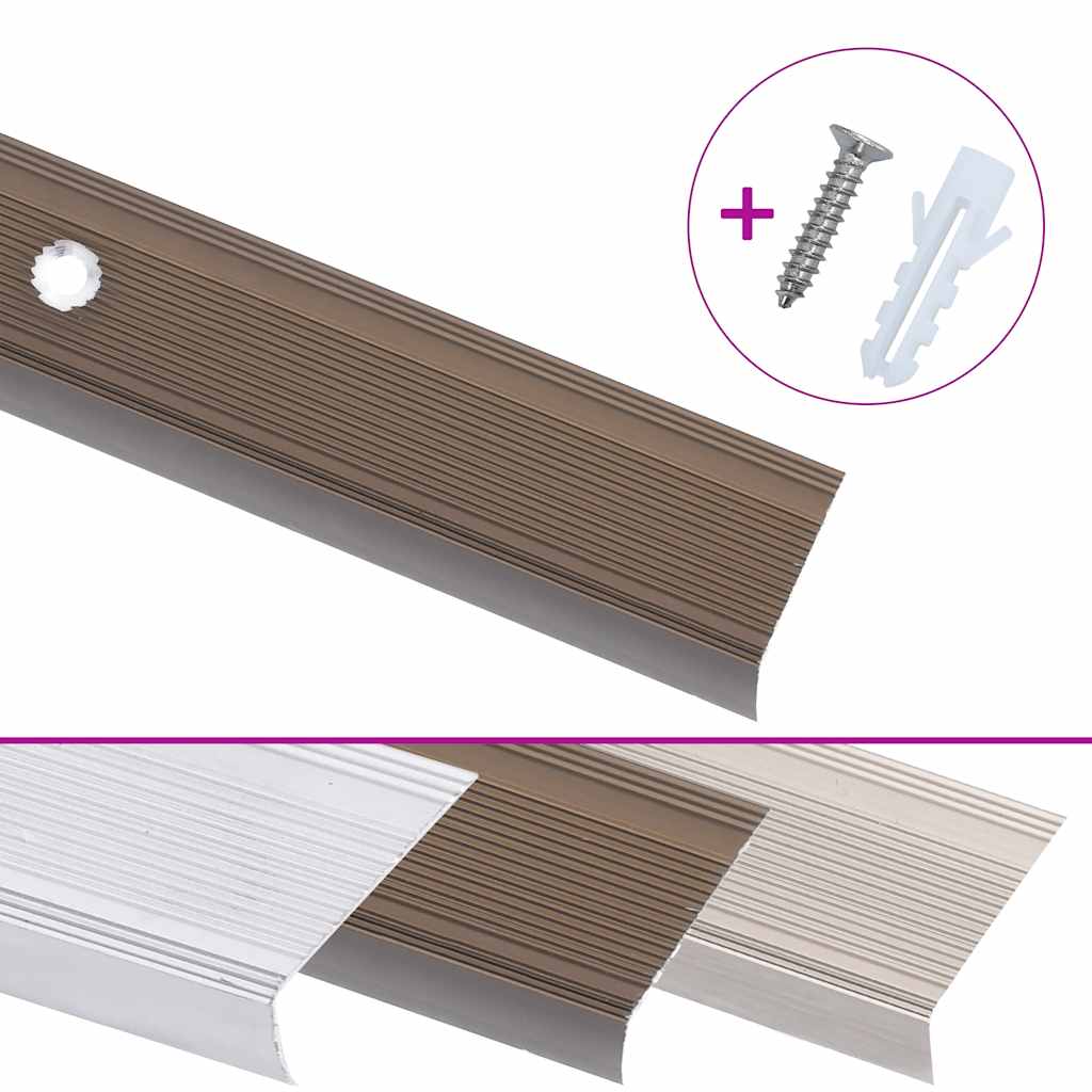 Profili a L per Gradini 15 pz in Alluminio 90 cm Marrone | homemem39