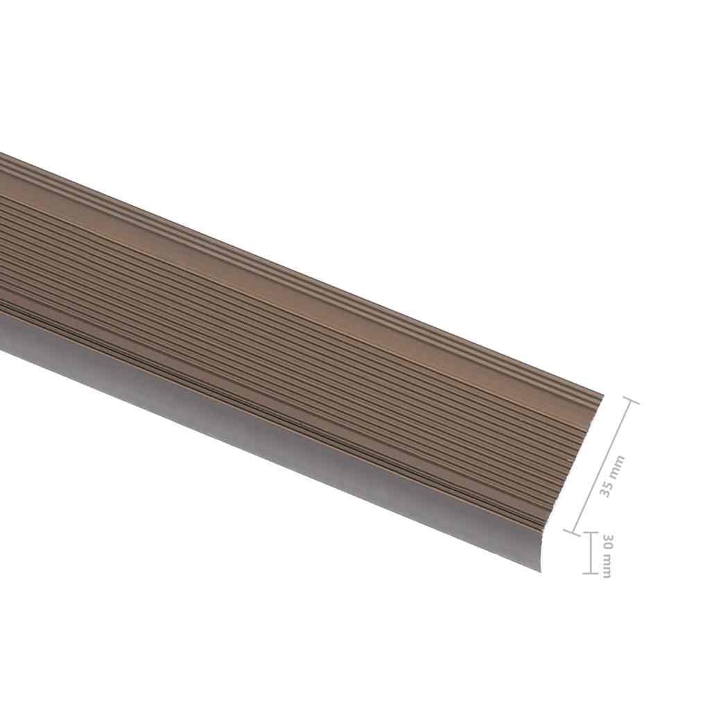 Profili a L per Gradini 5 pz in Alluminio 90 cm Marrone