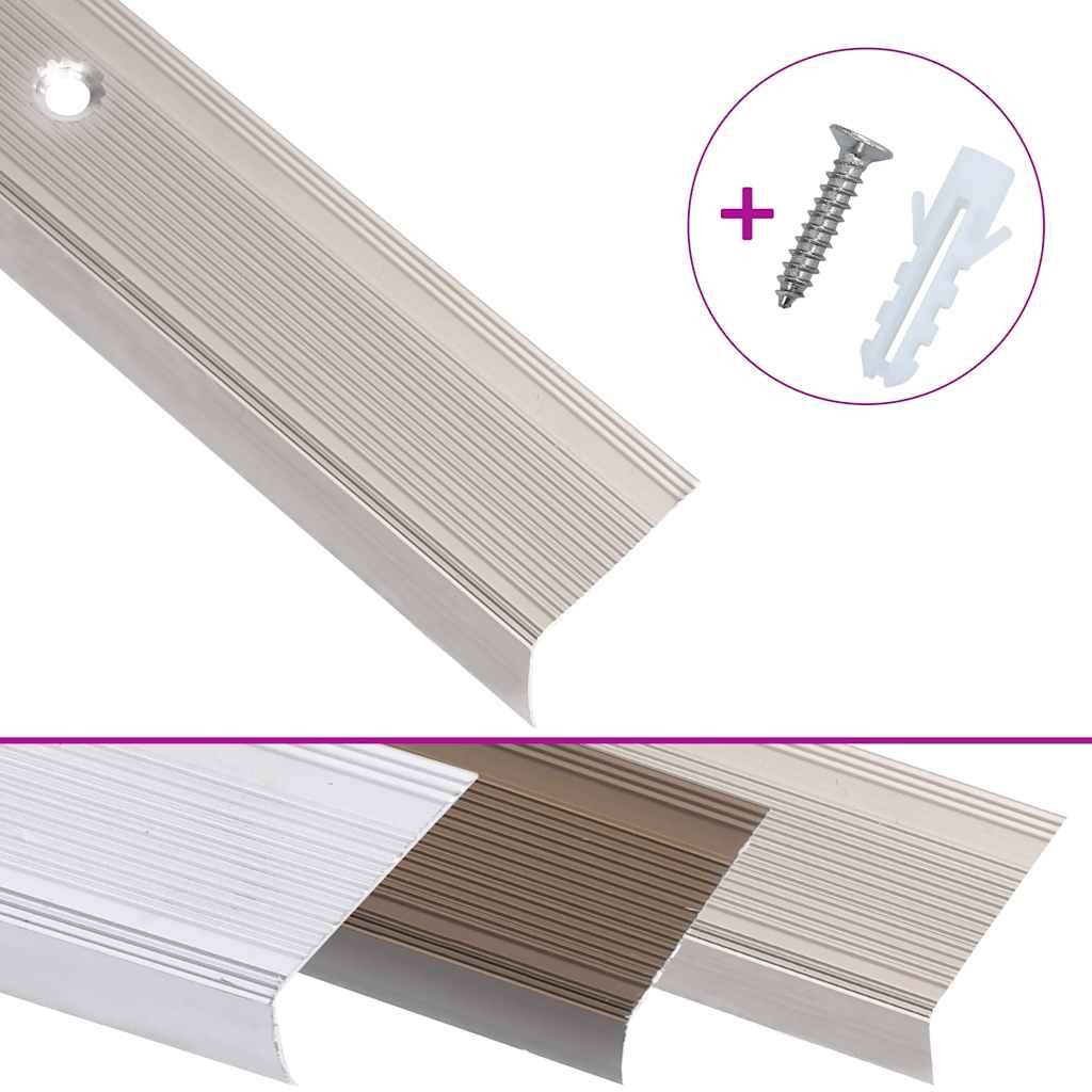 Profili a L per Gradini 5 pz in Alluminio 90 cm Champagne | homemem39