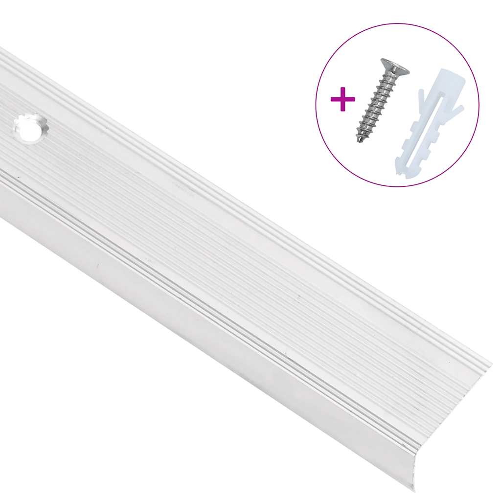 Profili a L per Gradini 5 pz in Alluminio 100 cm Argento | homemem39