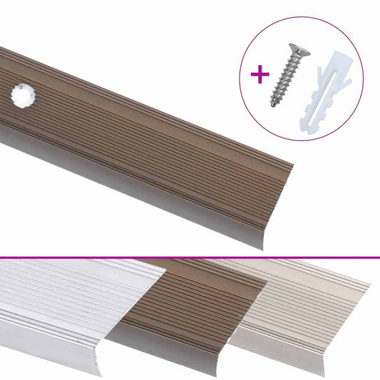 Profili a L per Gradini 15 pz in Alluminio 100 cm Marrone | homemem39