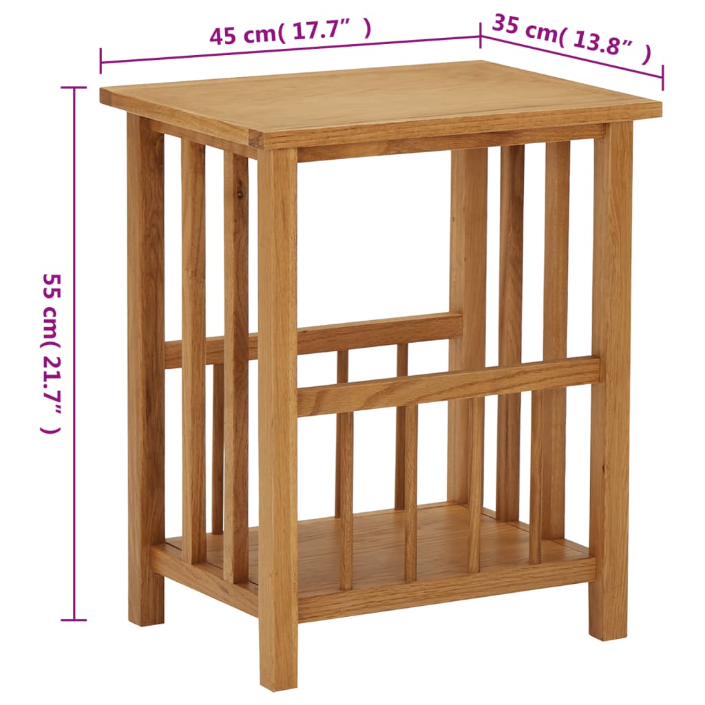 Tavolino con Portariviste 45x35x55 cm Massello di Rovere - homemem39