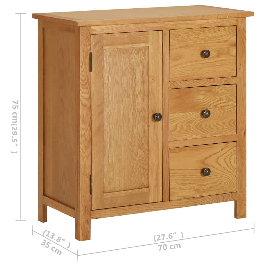 Credenza 70x35x75 cm Legno Massello di Rovere - homemem39