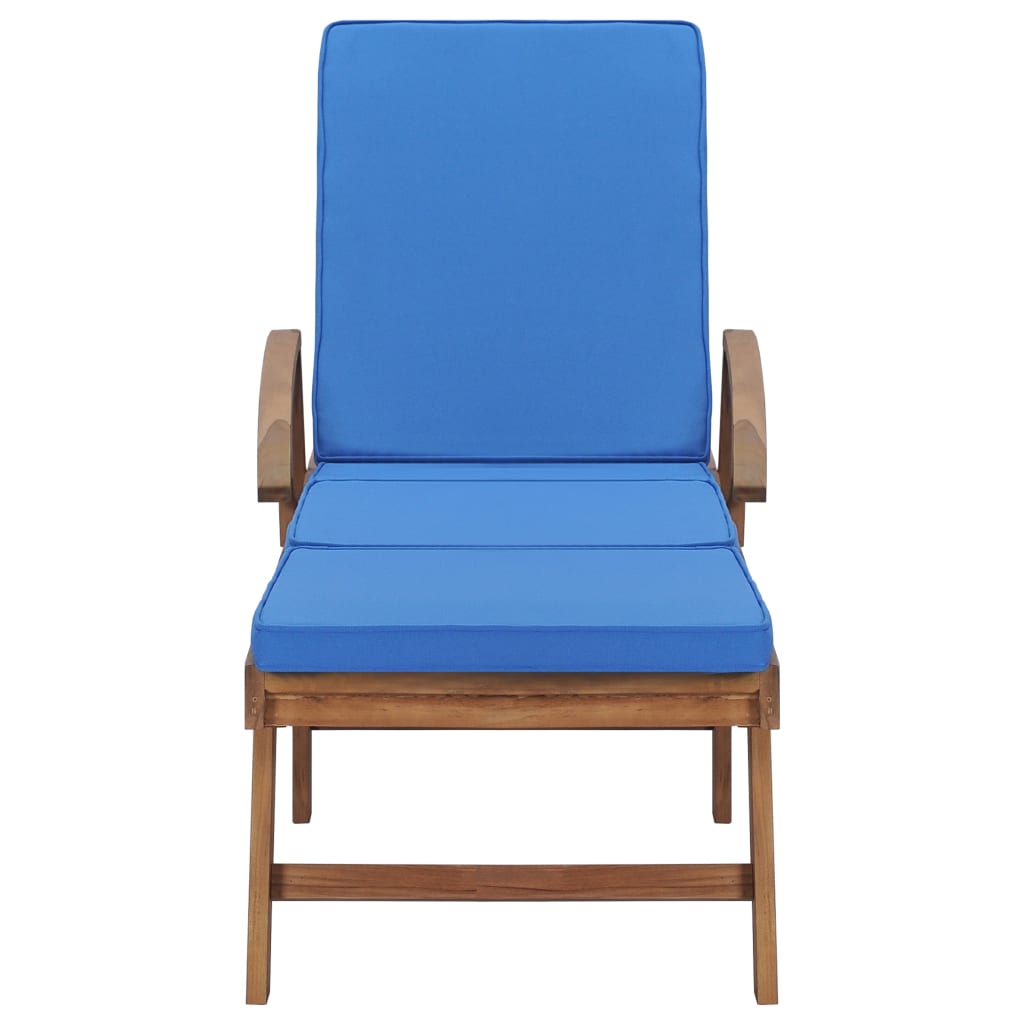 Lettini Prendisole con Cuscini 2 pz in Legno di Teak Blu - homemem39