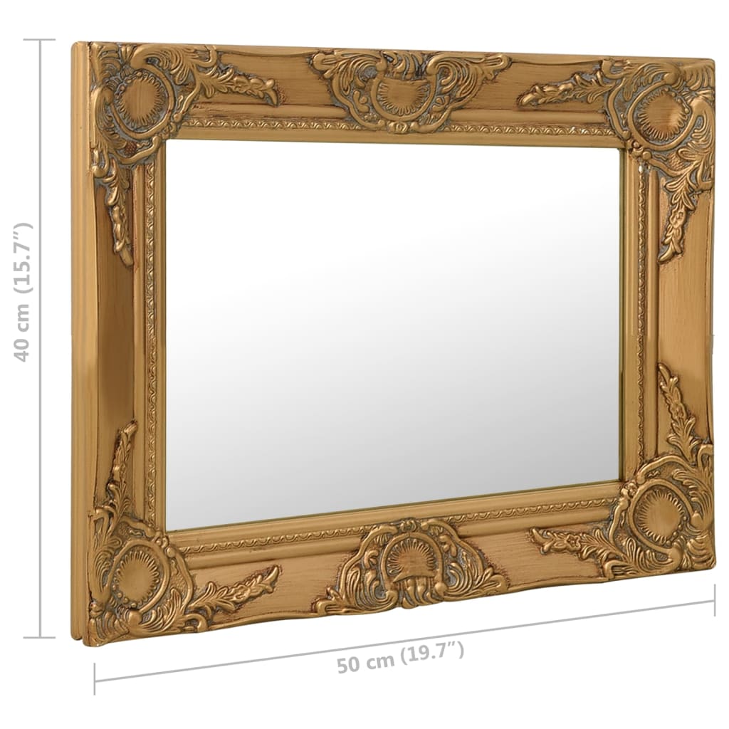Specchio da Parete Stile Barocco 50x40 cm Oro - homemem39