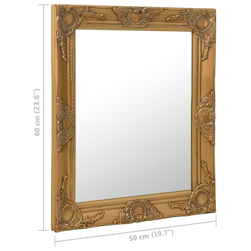 Specchio da Parete Stile Barocco 50x60 cm Oro - homemem39