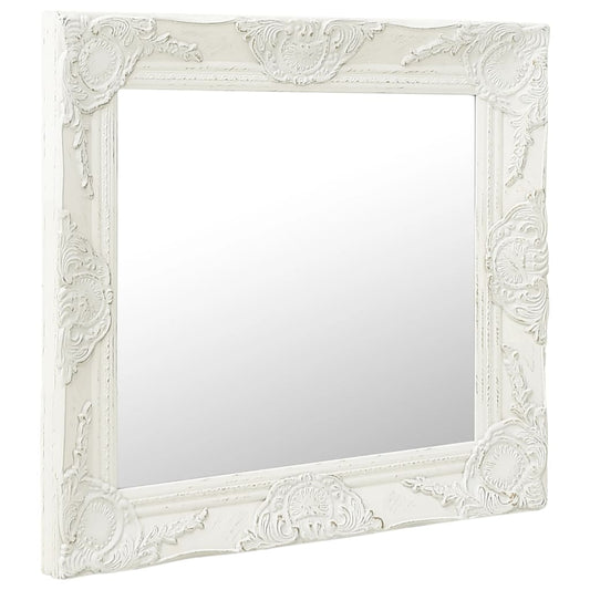 Specchio da Parete Stile Barocco 60x60 cm Bianco - homemem39