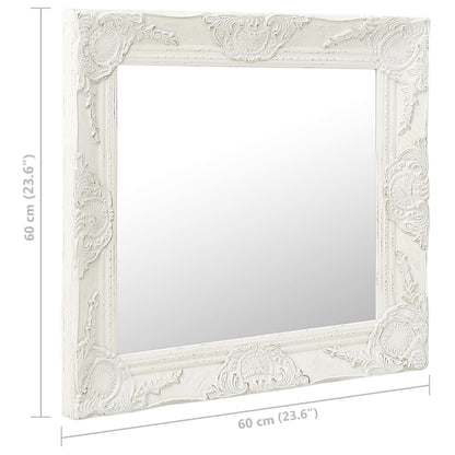 Specchio da Parete Stile Barocco 60x60 cm Bianco - homemem39