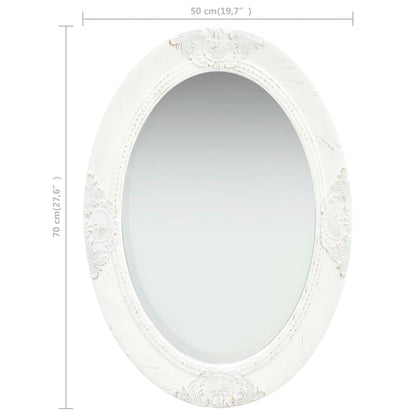 Specchio da Parete Stile Barocco 50x70 cm Bianco - homemem39