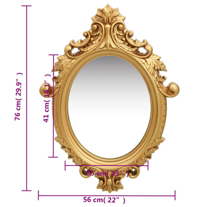 Specchio da Parete Stile Castello 56x76 cm Oro | homemem39