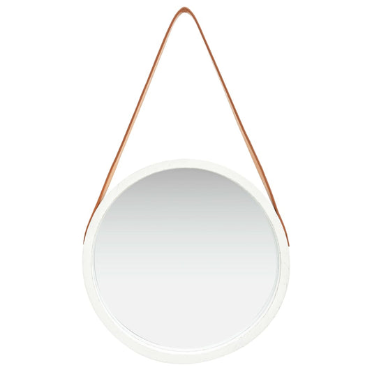 Specchio da Parete con Cinghia 40 cm Bianco | homemem39