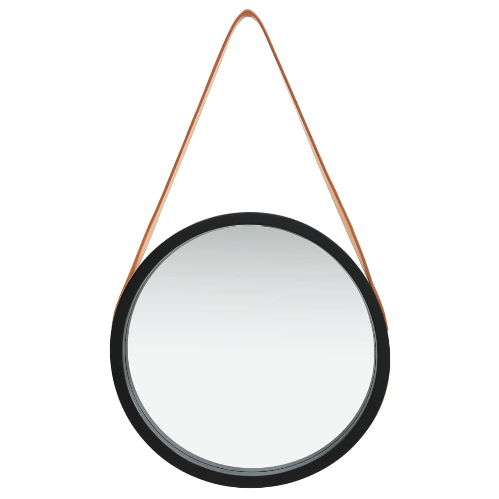 Specchio da Parete con Cinghia 40 cm Nero | homemem39