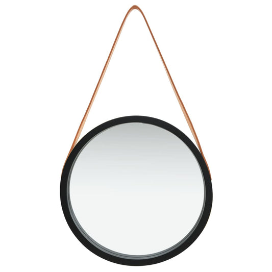 Specchio da Parete con Cinghia 40 cm Nero | homemem39