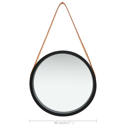 Specchio da Parete con Cinghia 40 cm Nero | homemem39