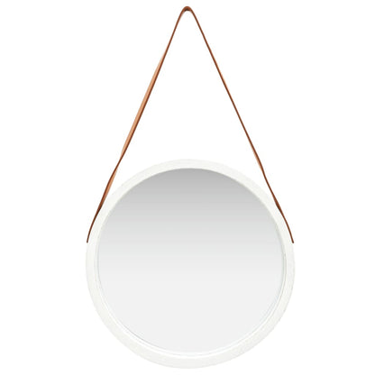 Specchio da Parete con Cinghia 50 cm Bianco | homemem39