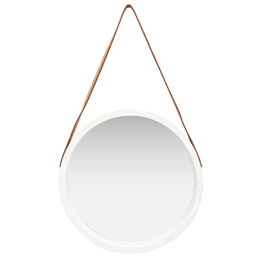 Specchio da Parete con Cinghia 50 cm Bianco | homemem39