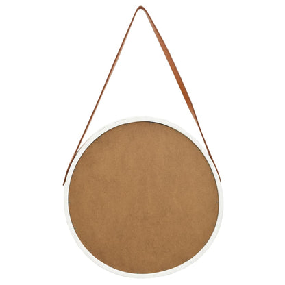 Specchio da Parete con Cinghia 50 cm Bianco | homemem39