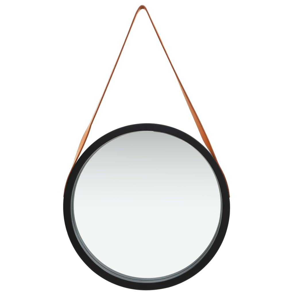Specchio da Parete con Cinghia 50 cm Nero - homemem39